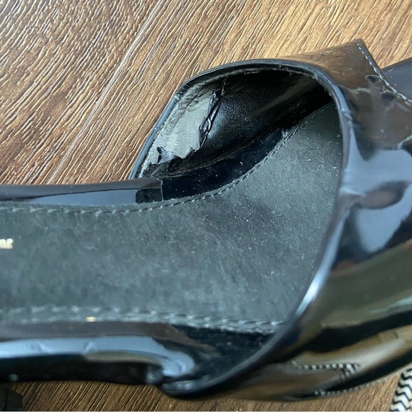 Retro Black Patent Peep Toe Heels - Picture 8 of 8